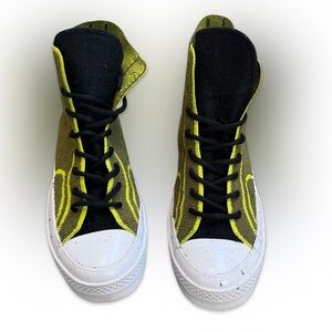 Converse High-Top Sneakers in Olive Green, Black and White